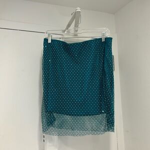Sparkly teal skirt!